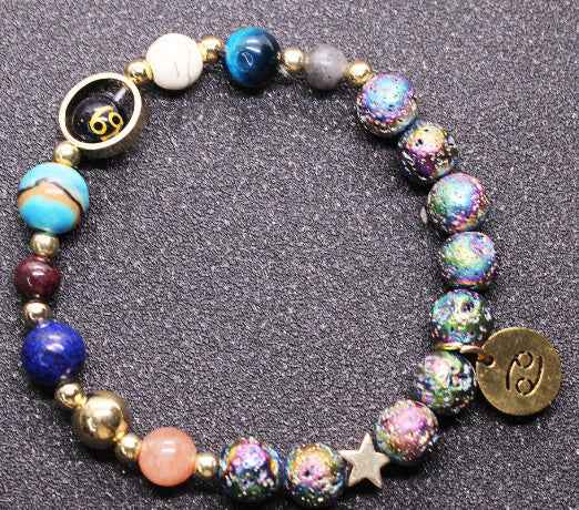 Blue San Volcanic Rock Constellation Bracelets – Colorful Twelve Constellations